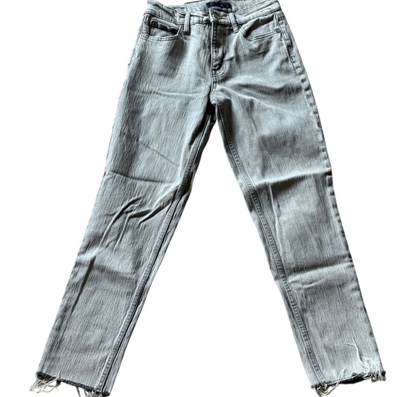 Aeropostale Mom Jeans Size 0 Gray Denim Raw Hem - Picture 1 of 6